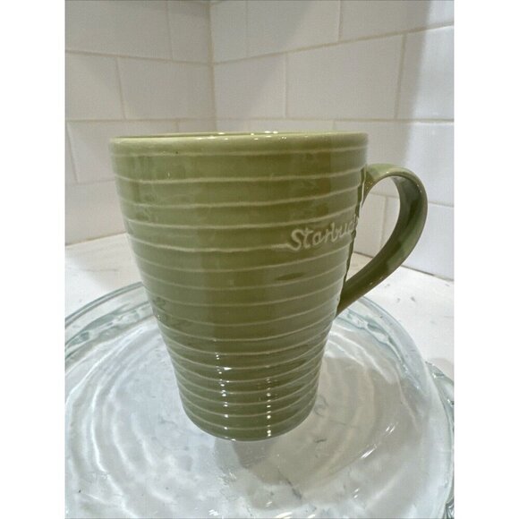 STARBUCKS 2009 Design House Stockholm 12 oz. Ceramic Mug Ribbed Safe Olive Green - Picture 7 of 10